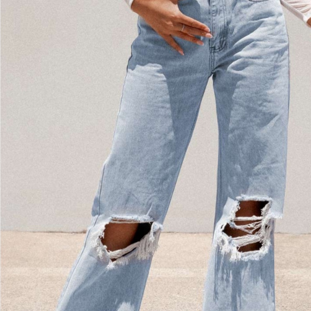 Princess Polly Light Washed Distressed Jeans
